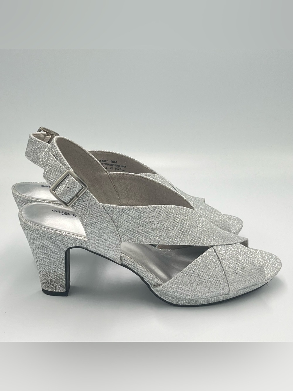Easy Street Christy Dress Sandals Silver Glitter Women’s Size 10